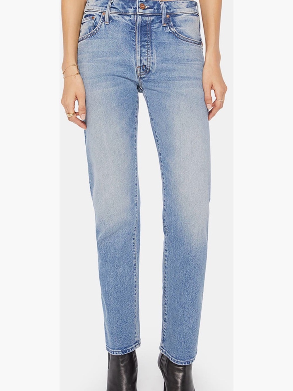 MOTHER Hiker Hover Mid Rise Slim Straight Jeans